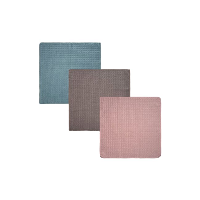 Milton Home Kitchen Microfiber Square Towel (3 Pieces) - Waffle - 1