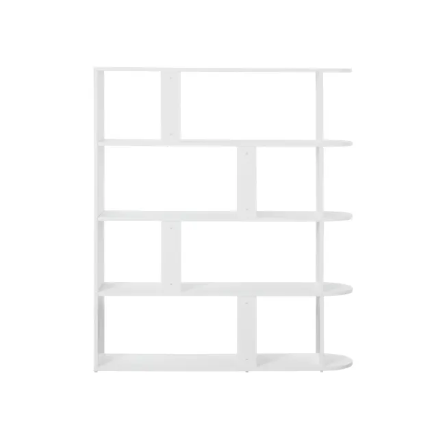 Andy 4-tier Bookshelf 1.2m - 3 - White minimalist shelving unit with geometric patterns, minimalist design, modern