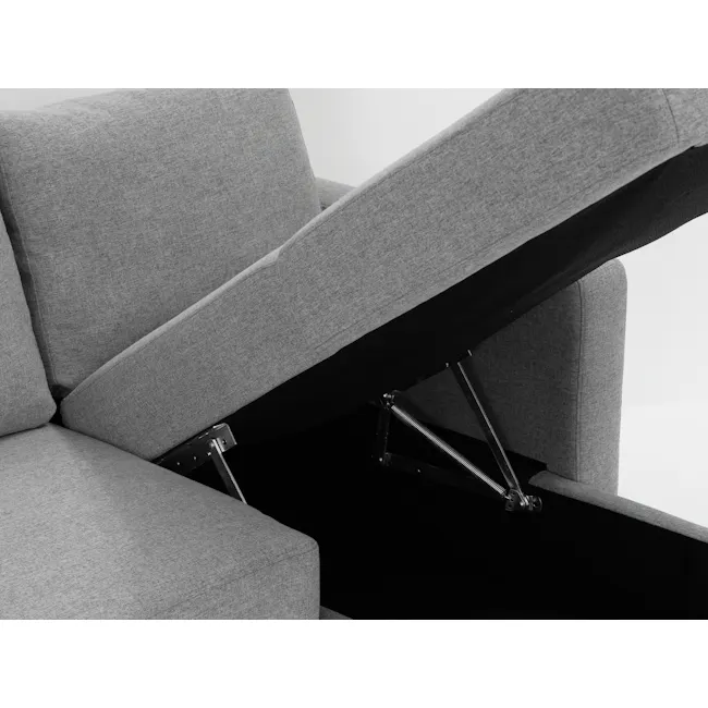 Mia L-Shaped Storage Sofa Bed - Dove Grey - 20 - Modern sofa with angled armrests, sleek fabric upholstery, minimalist