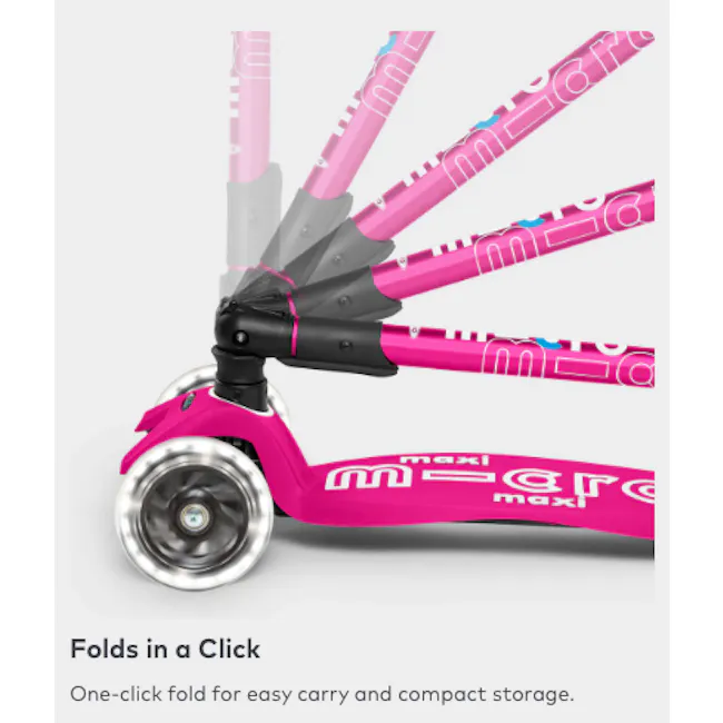Micro Maxi Deluxe Foldable LED Scooter - Bright Blue (Age 5-12) - 12