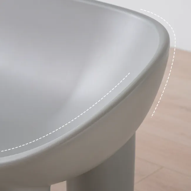 Kibo Lounge Scoop Bench - Grey - 5 - Modern minimalist table, sleek design, curved surface, light gray color, contemporary