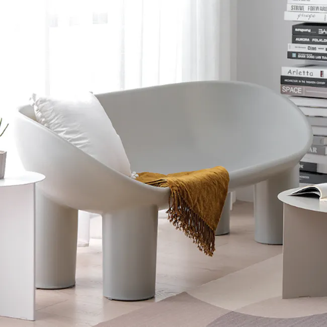 Kibo Lounge Scoop Bench - Grey - 3 - Modern minimalist design, contemporary bathroom, sleek white bathtub, floating tub