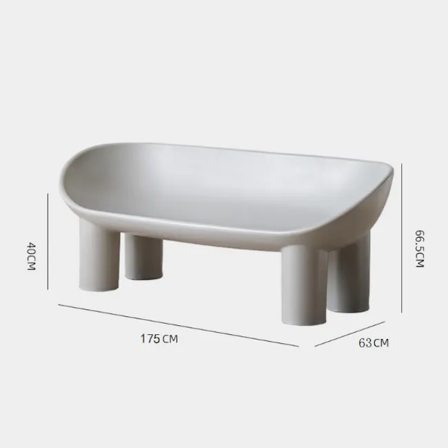 Kibo Lounge Scoop Bench - Grey - 7 - White, minimalist, modern, sleek, contemporary, oval-shaped, dining table, dining