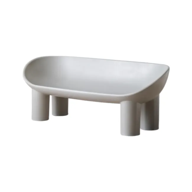 Kibo Lounge Scoop Bench - Grey - 1 - White, minimalist, modern, sleek, contemporary, simple design, elegant, understated