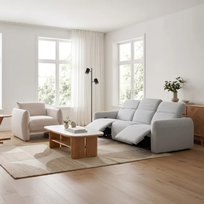 Harmony 3 Seater Power Recliner Sofa - Misty Grey (Scratch Resistant) - Zero Wall