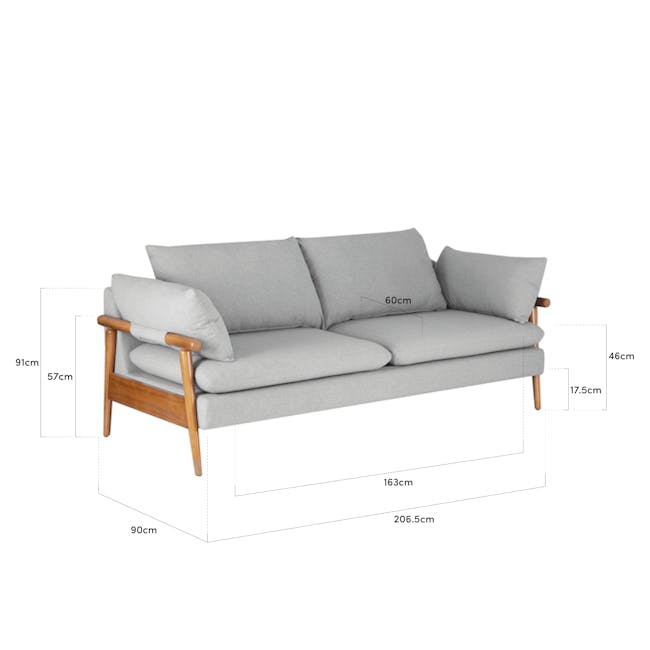 Astrid 3 Seater Sofa - Natural, Slate - 6