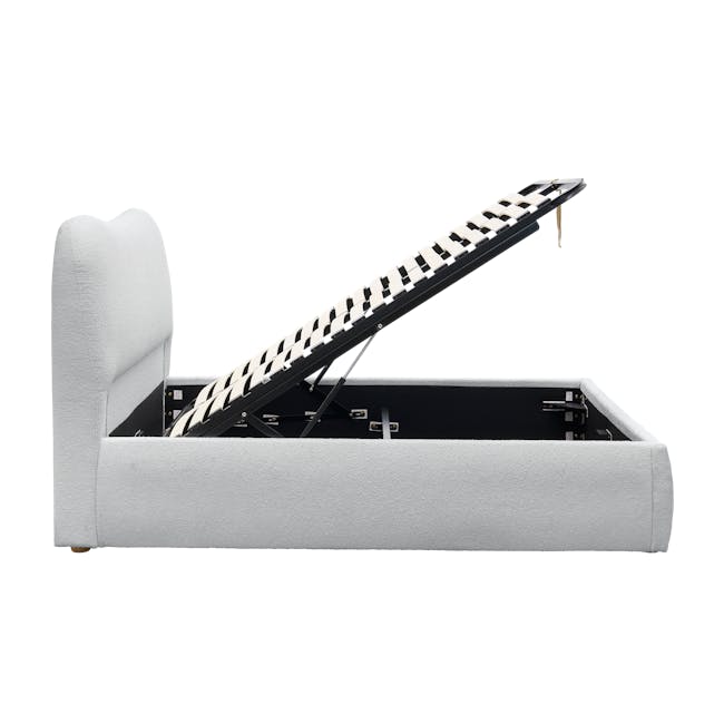 Arianna King Storage Bed - Light Grey Boucle - 6