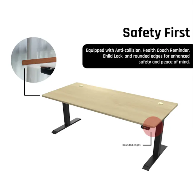 Signature Standing Desk 1.2m - Black, Cherry Cappuccino - 5