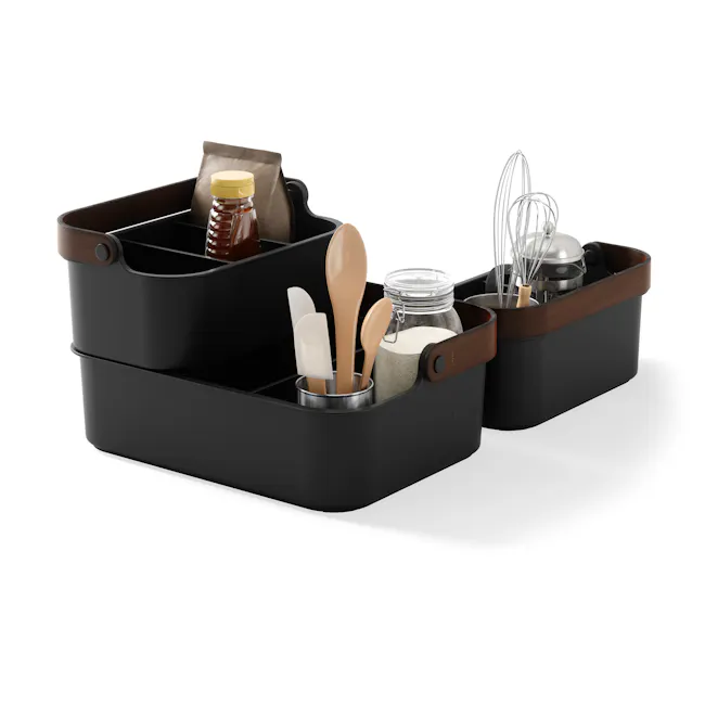 Bellwood Large Storage Organiser - Black, Walnut - 5 - black kitchen storage bins, modern kitchenware, black and brown color