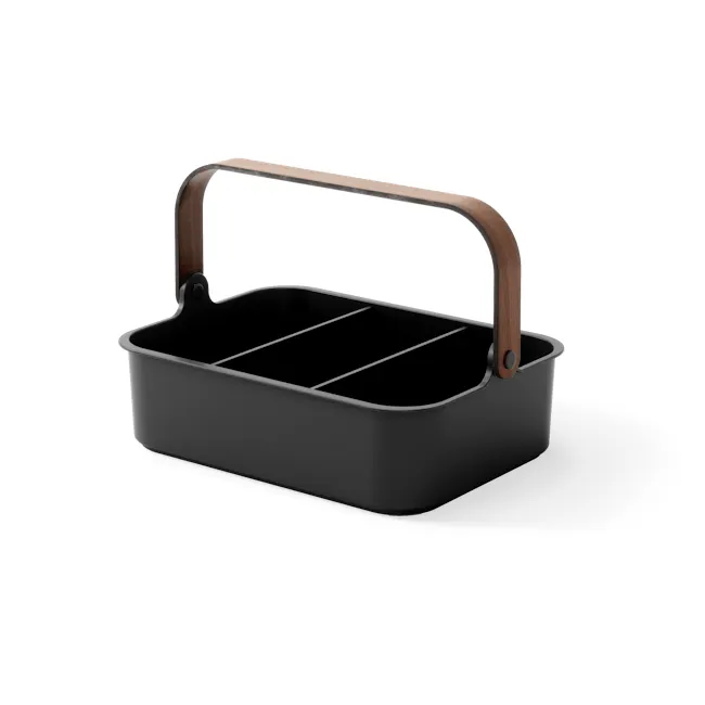 Bellwood Large Storage Organiser - Black, Walnut - 6 - black kitchen countertop, modern kitchen utensil, black baking pan
