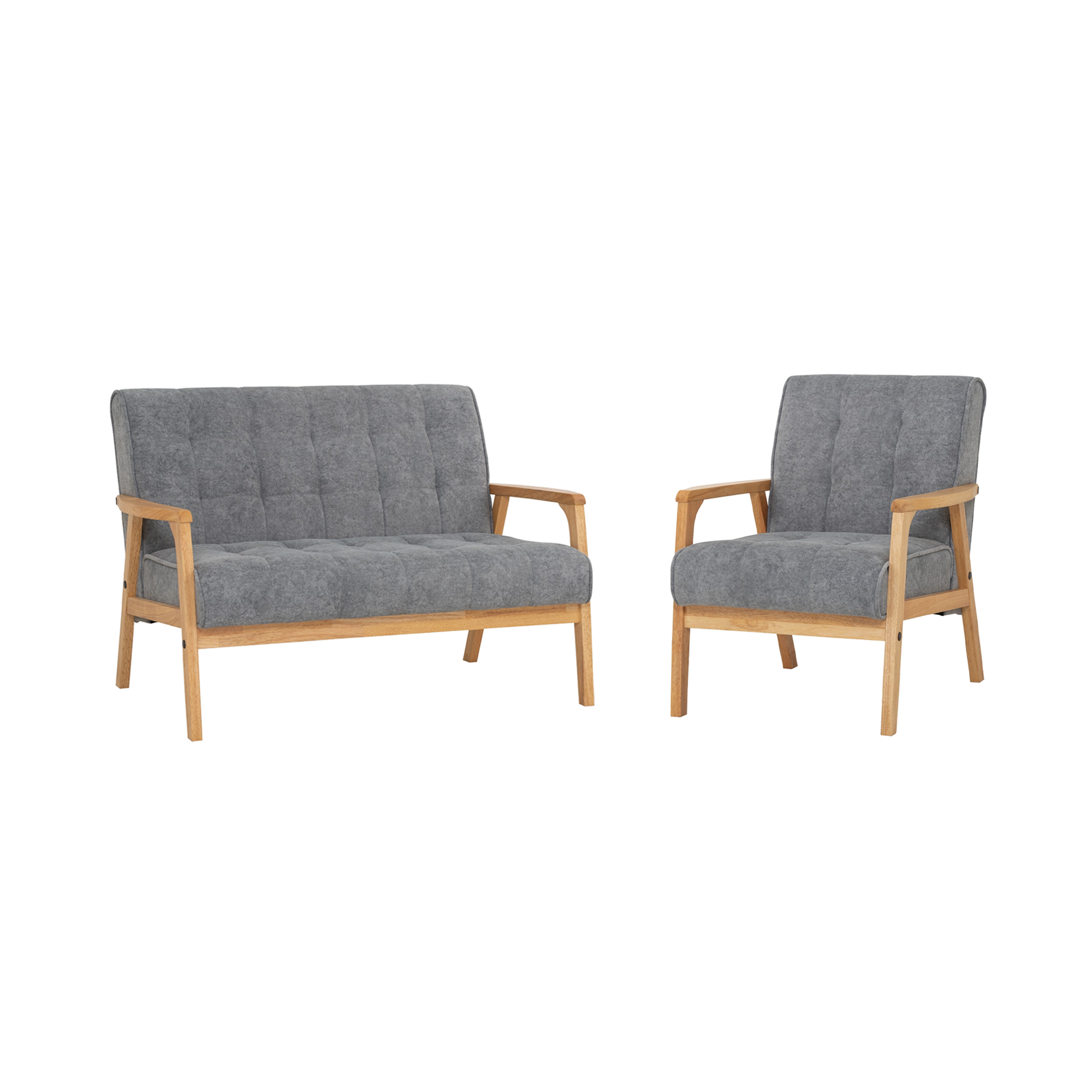 Tucson 2 Seater Sofa with Tucson Armchair - Natural, Cool Grey (Pet Friendly Fabric)