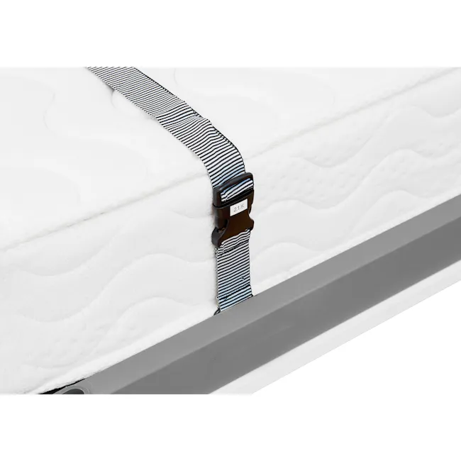 Llyod Single Vertical Wall Bed with Desk - White - 14 - striped mattress cover, black and white striped, adjustable strap