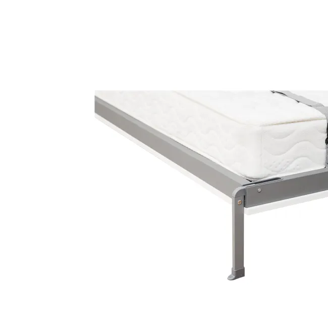 Llyod Single Vertical Wall Bed with Desk - White - 17 - White mattress with wavy pattern, metal frame, ergonomic design
