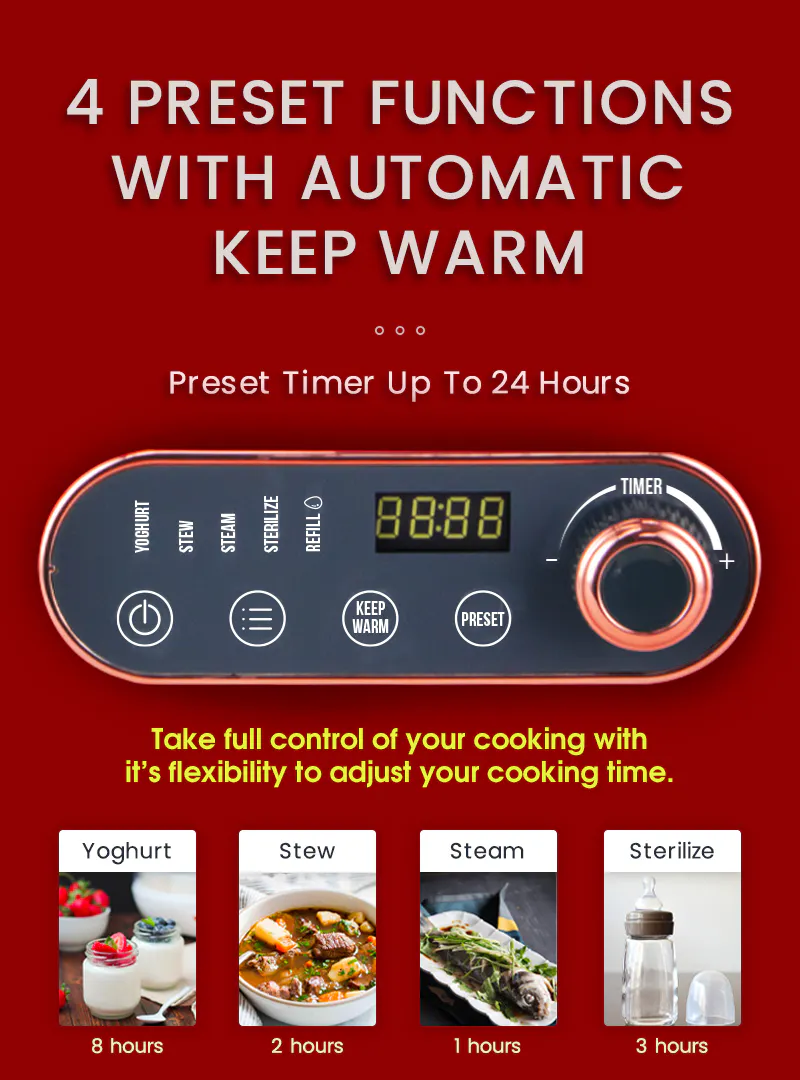 Mayer 10L Digital Food Steamer MMFS10 - 9 - Automatic Keep Warm Function, 4-Preset Cooking Modes, 24-Hour Timer Precision