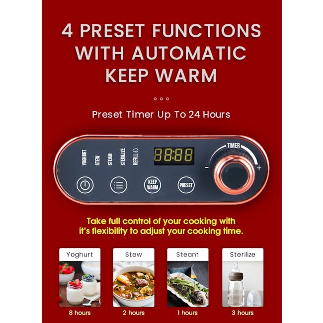 Mayer 10L Digital Food Steamer MMFS10 - 9 - Automatic Keep Warm Function, 4-Preset Cooking Modes, 24-Hour Timer Precision