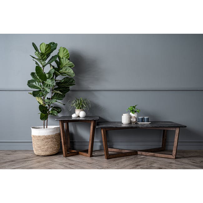 Devon Side Table - Cocoa, Grey Marble (Smart Top™) - 2