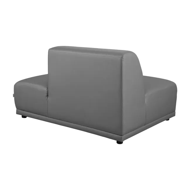 Milan Right Extended Unit - Smokey Grey (Faux Leather) - 7 - Modern gray leather sofa, sleek design, comfortable seating