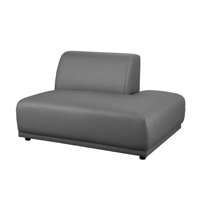 Milan Right Extended Unit - Smokey Grey (Faux Leather) - 3 - Grey upholstered lounge chair, modern design, sleek lines