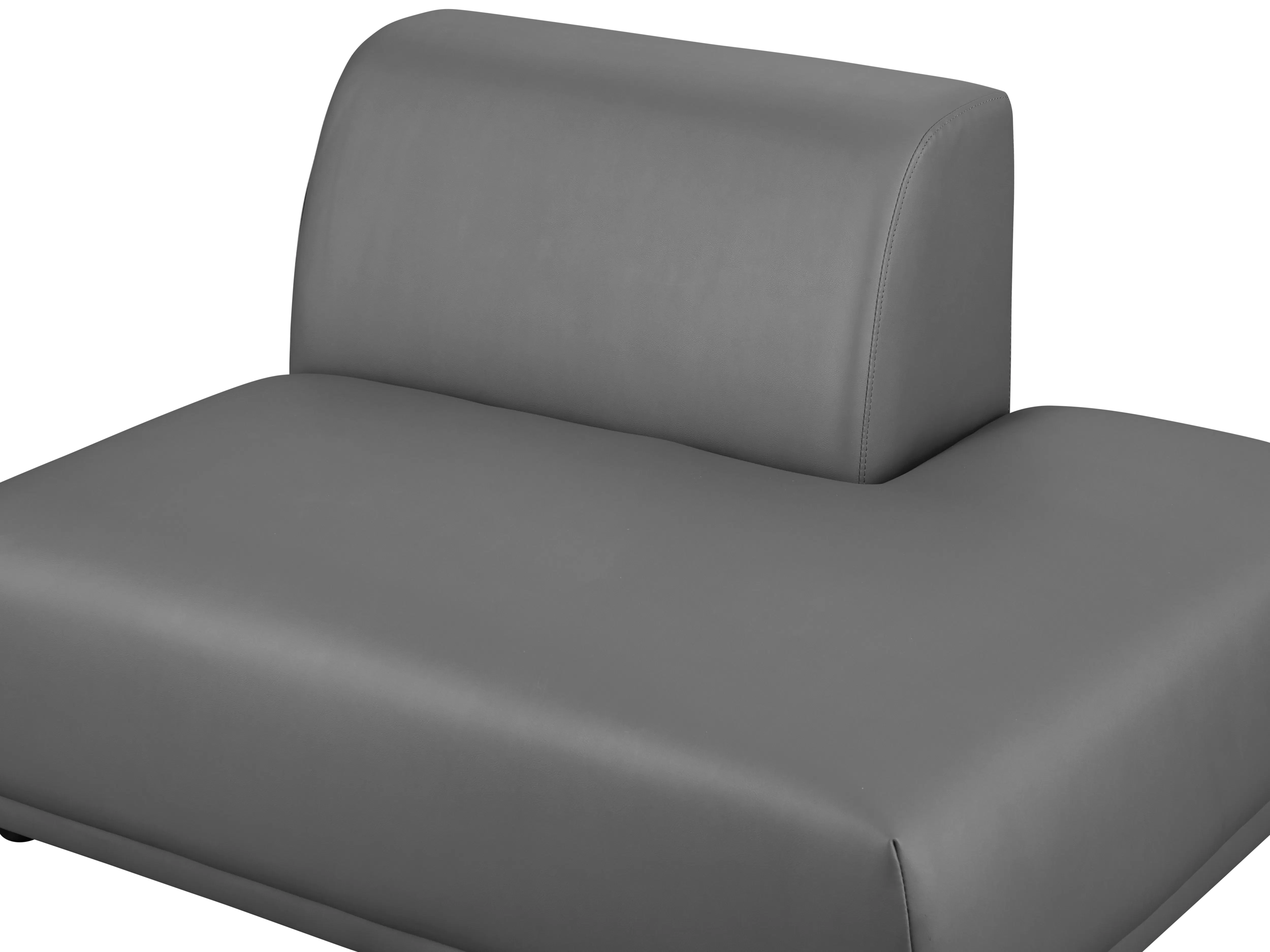 Milan Duo Extended Sofa - Smokey Grey (Faux Leather) - 10 - Leather sofa, modern design, gray upholstery, minimalist style