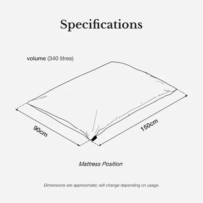 SoftRock Vesuvius Linen Rectangle Bean Bag - Deacon - 11 - Volume, 340 litres, 90cm, 150cm, Approximate dimensions, mattress