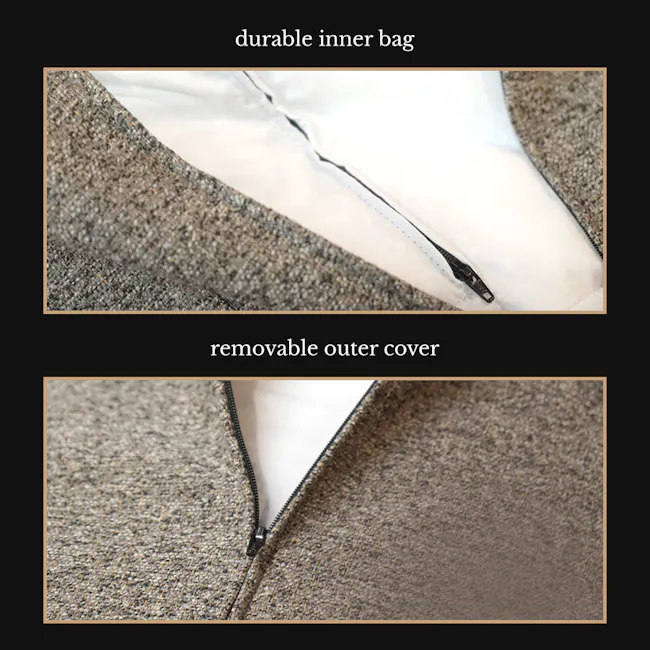 SoftRock Vesuvius Linen Rectangle Bean Bag - May - 7 - durable inner bag, removable outer cover, textured fabric, zipper