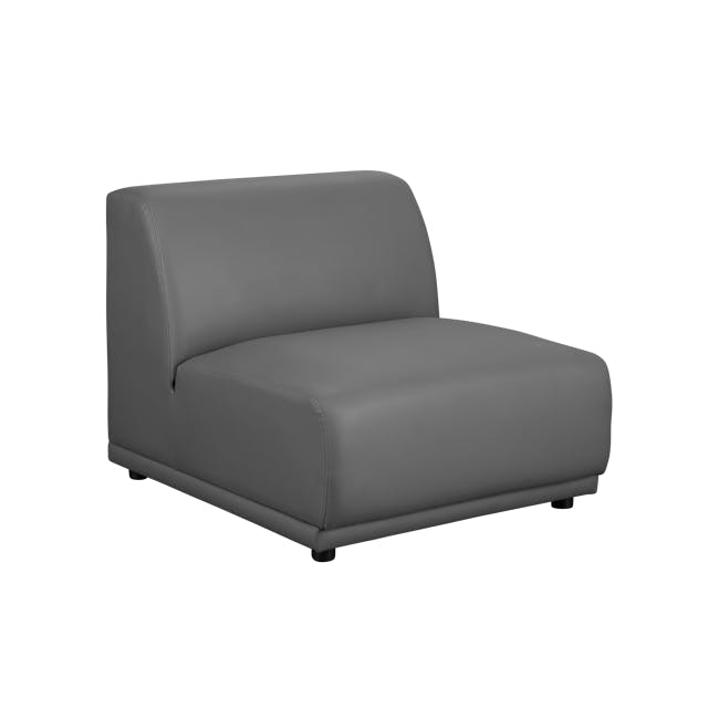Milan 4 Seater Corner Extended Sofa - Smokey Grey (Faux Leather) - 23 - Modern gray leather sofa, sleek design, comfortable