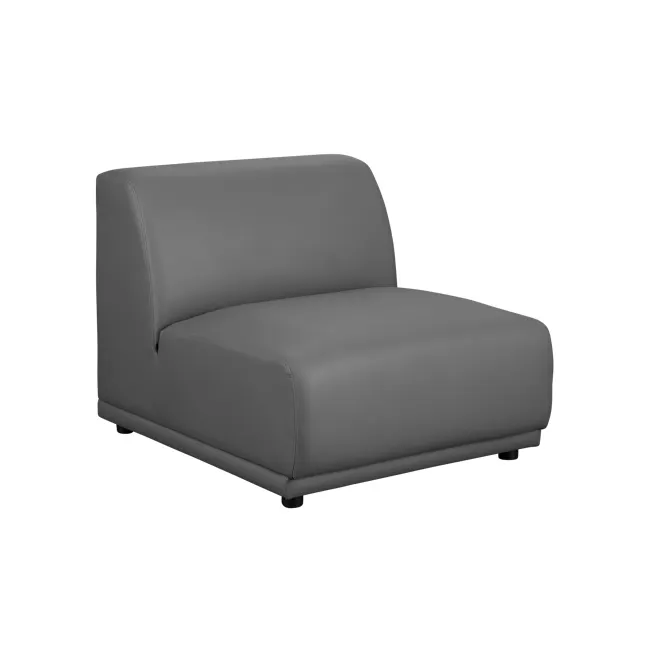 Milan 4 Seater Sofa with Ottoman - Smokey Grey (Faux Leather) - 18 - Modern gray leather sofa, sleek design, comfortable