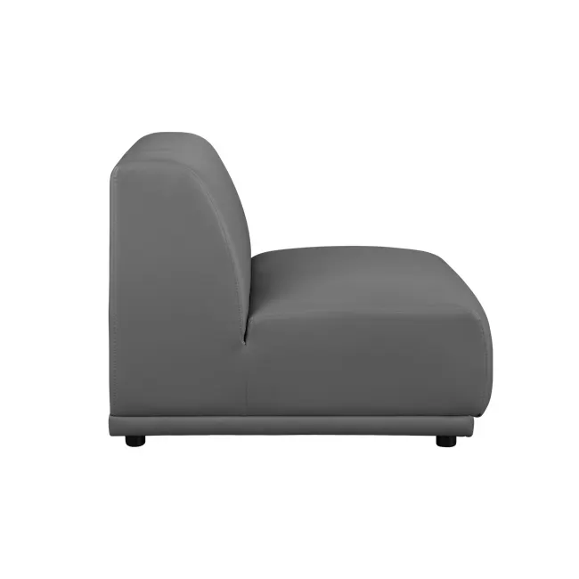 Milan 4 Seater Sofa with Ottoman - Smokey Grey (Faux Leather) - 19 - Modern gray leather sofa, sleek design, comfortable
