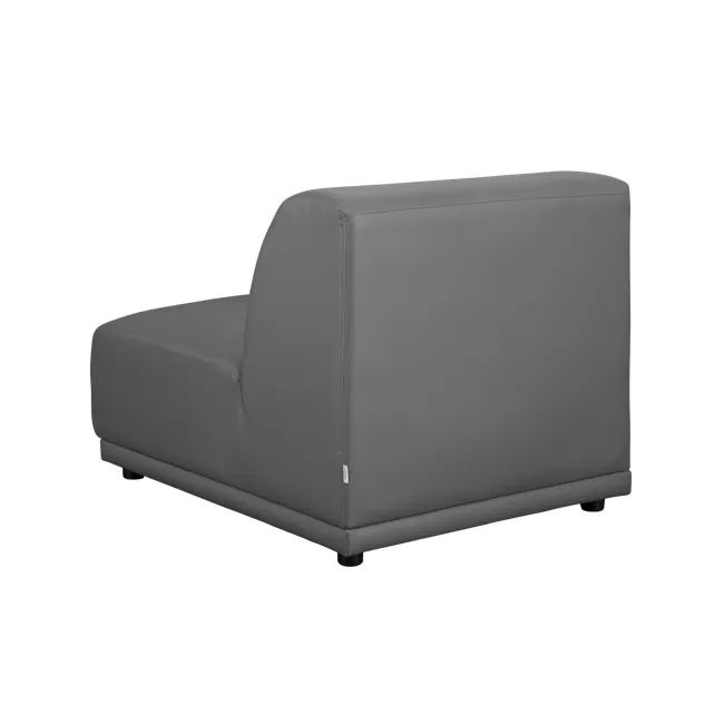 Milan 4 Seater Sofa with Ottoman - Smokey Grey (Faux Leather) - 20 - Modern leather sofa, sleek design, gray upholstery