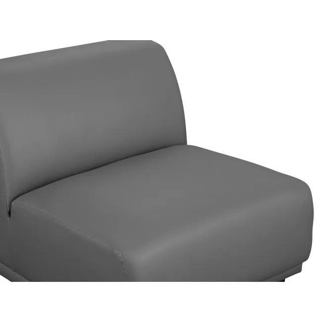 Milan 4 Seater Sofa with Ottoman - Smokey Grey (Faux Leather) - 21 - Leather sofa, gray upholstery, smooth surface