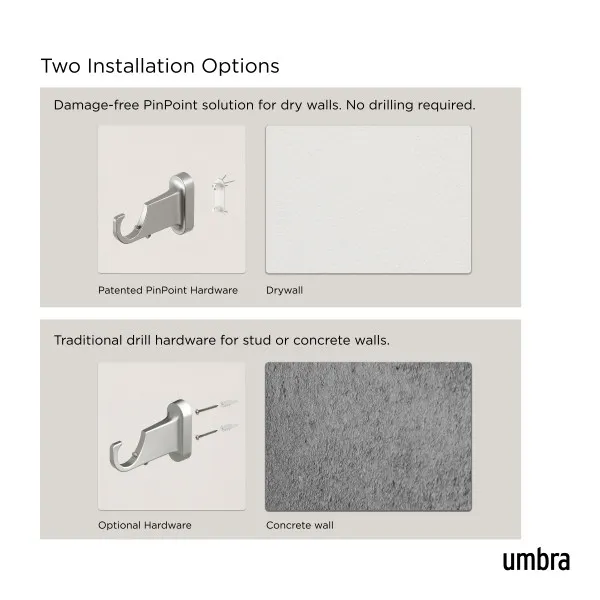 Specification details for Geo Pin-Point Curtain Rod - Nickel/Steel