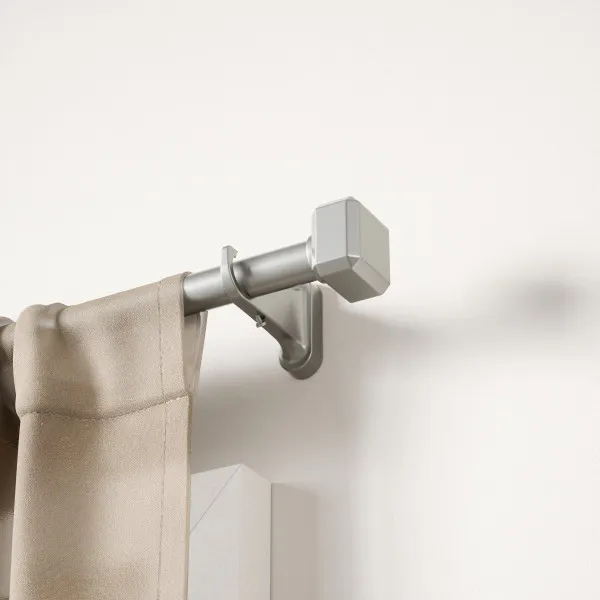 Room setting featuring Geo Pin-Point Curtain Rod - Nickel/Steel