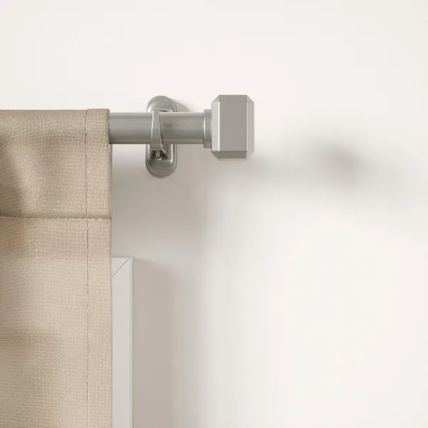 Room setting featuring Geo Pin-Point Curtain Rod - Nickel/Steel