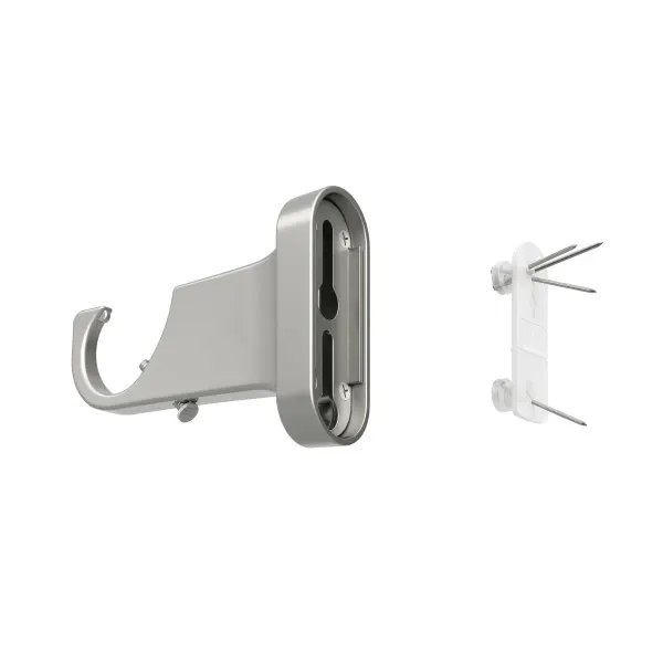 Side-angle view of Geo Pin-Point Curtain Rod - Nickel/Steel