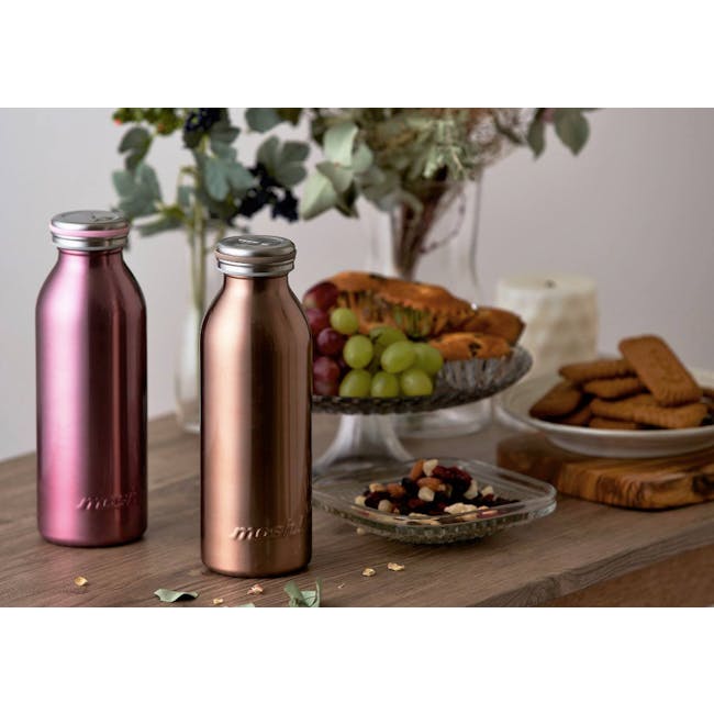 MOSH! Double-walled Stainless Steel Bottle 450ml -  Pearl Pink - 3