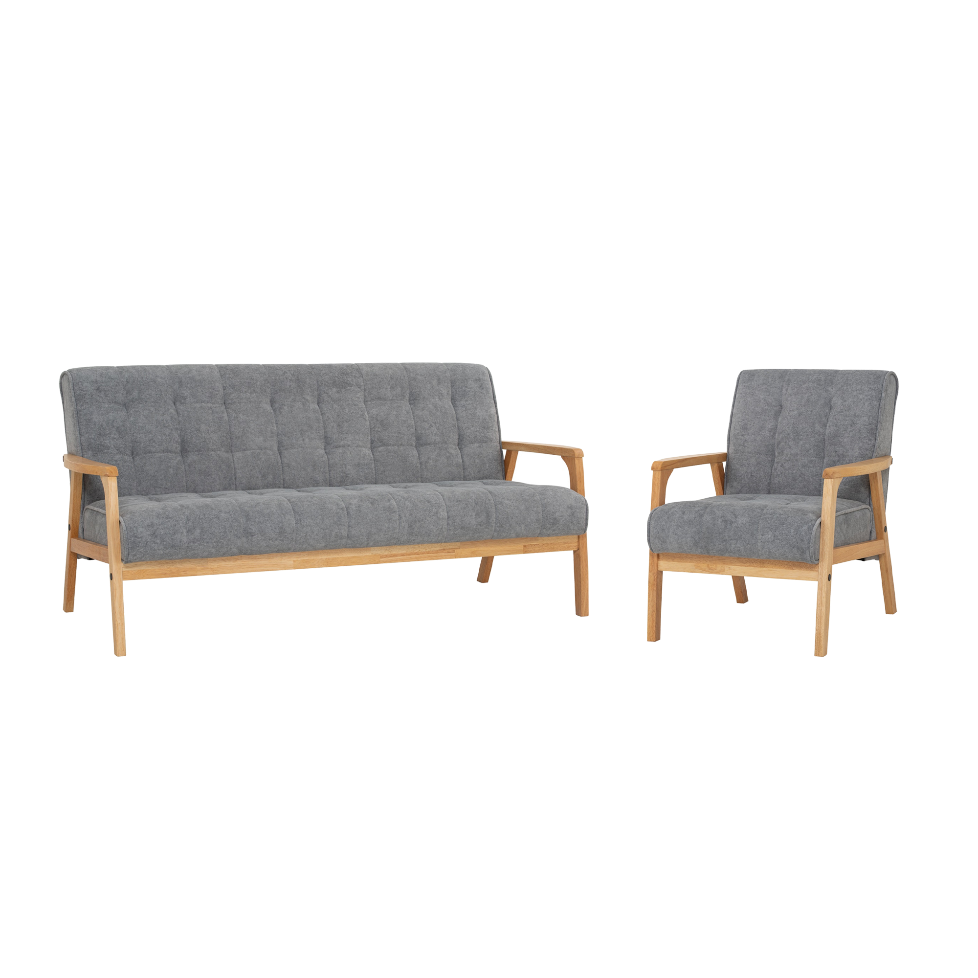 Tucson 3 Seater Sofa with Tucson Armchair - Natural, Cool Grey (Pet Friendly Fabric)