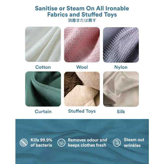 Toyomi Portable Travel Clothes & Garment Steamer GS 520 - 3 - Cotton, Wool, Nylon, Curtain, Stuffed Toys, Silk, Kills 9% of