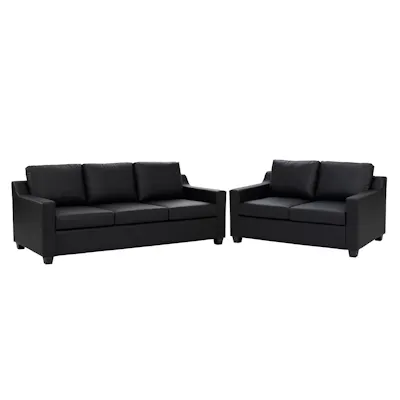 Baleno 3 Seater Sofa with Baleno 2 Seater Sofa - Espresso (Faux Leather) - Image 1