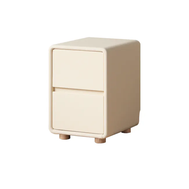 Nolan King Storage Bed in Silver Fox with 2 Asher Narrow Bedside Table - 14 - Cream-colored, minimalist, modern, square