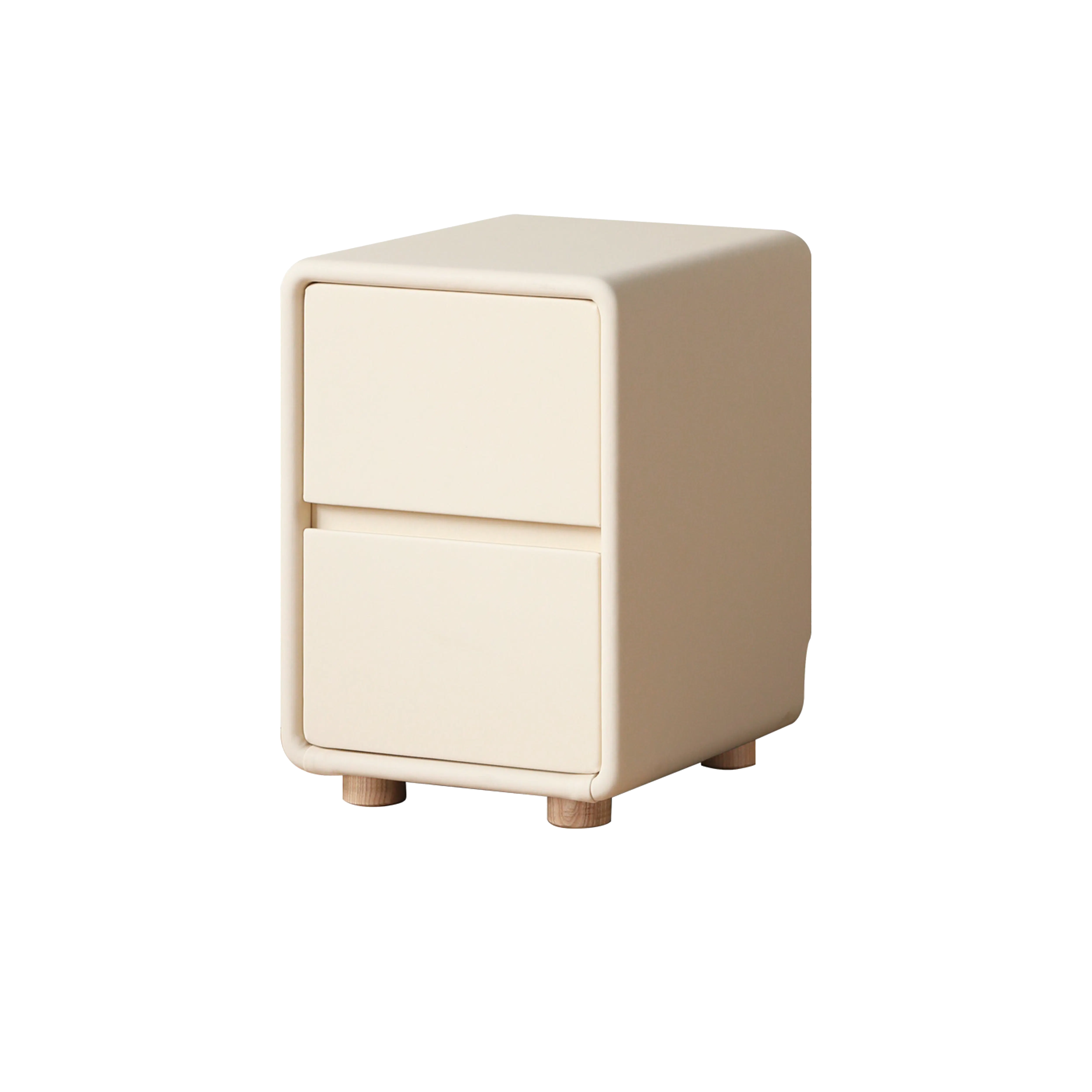Nolan Queen Storage Bed in Oatmeal with 2 Asher Narrow Bedside Table - 13 - Cream-colored, minimalist, modern, square