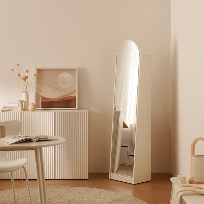 Chelsea Arched Mirror Cabinet 40x165cm - White - 3