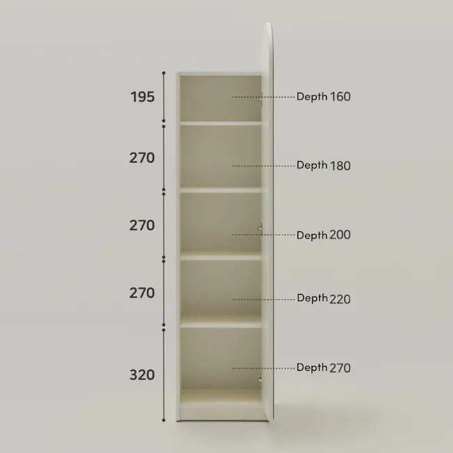Chelsea Arched Mirror Cabinet 40x165cm - White - 9 - Height, width, depth, shelves, empty, storage, minimalist, modern