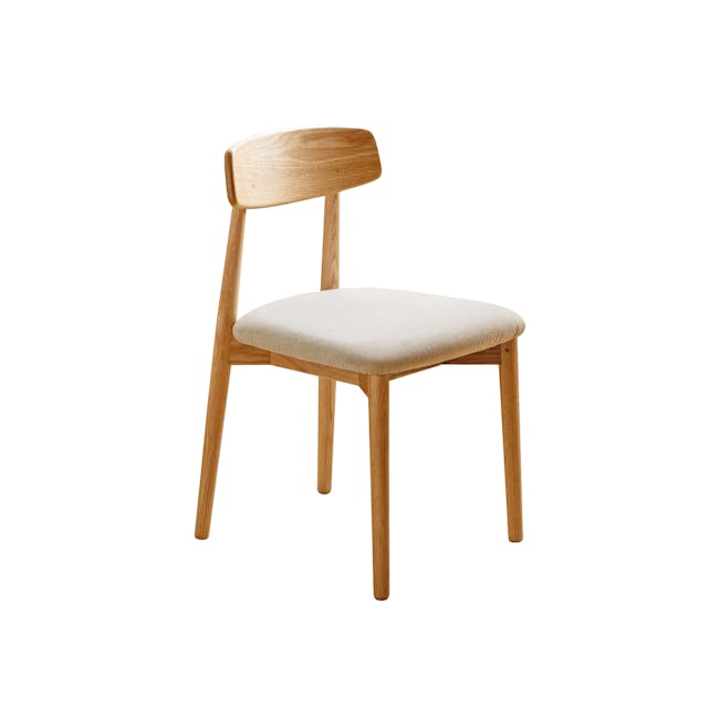 Solis Dining Chair - Oak, Gravel White (Fabric) - 1