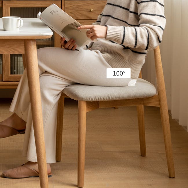 Solis Dining Chair - Oak, Gravel White (Fabric) - 7