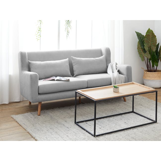 Luke 3 Seater Sofa - Gray Owl - 2 - Light gray sofa, modern decor, white curtains, indoor plants, cozy atmosphere, light