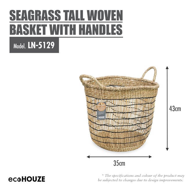 ecoHOUZE Seagrass Tall Woven Basket With Handles - 2