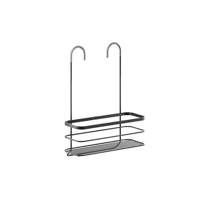 Metaltex Origin Faucet Basket - Black - 1 - - Modern minimalist kitchen shelf, sleek metal design, two-tiered storage