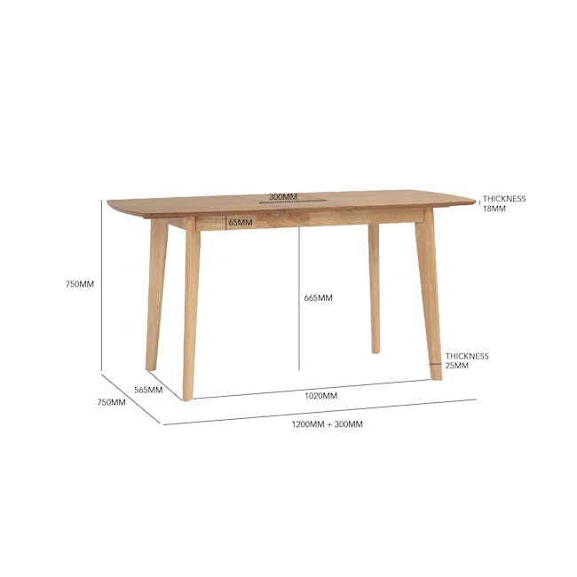 Harold Extendable Dining Table 1.2m-1.5m - Natural - 5