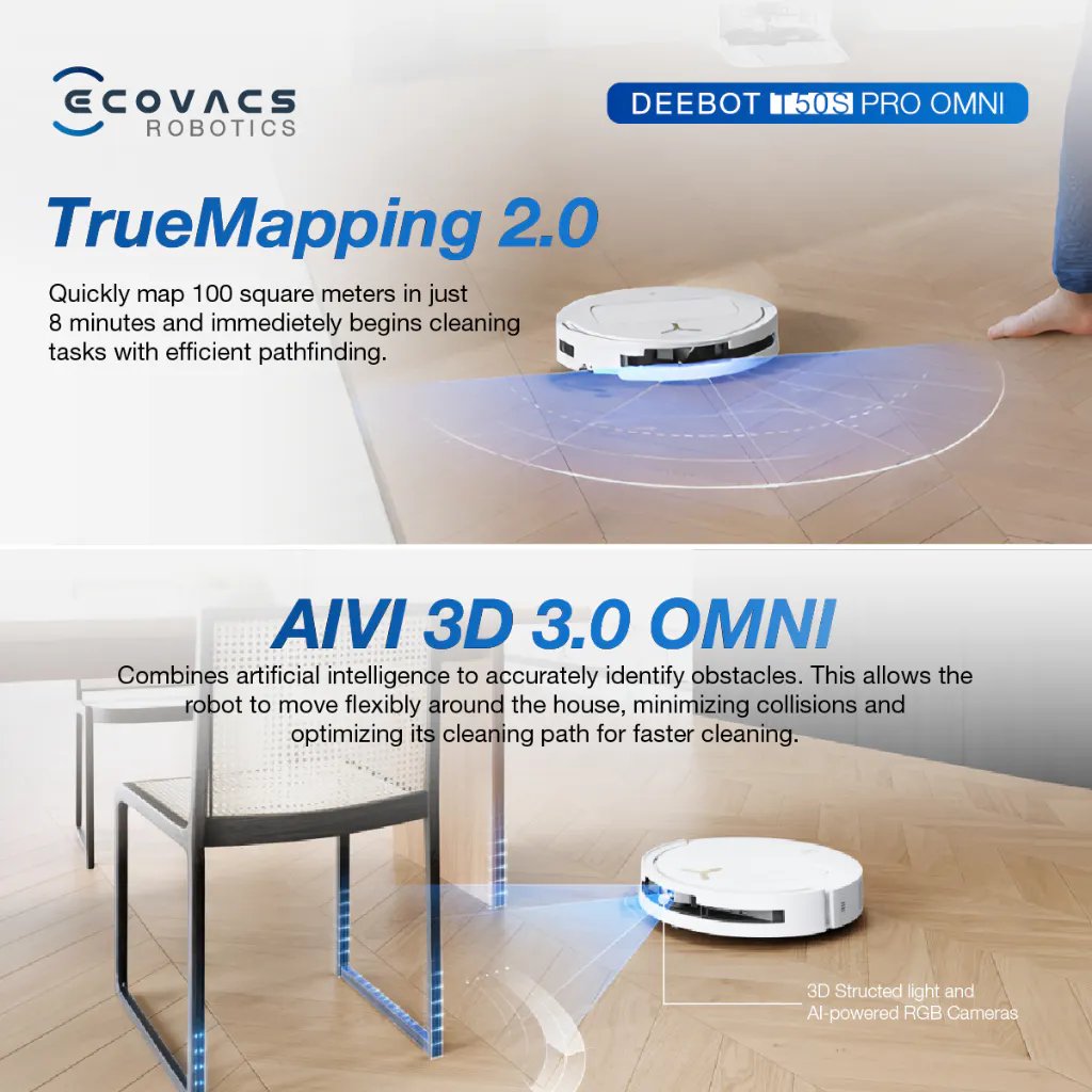 Ecovacs Deebot T50S Pro Omni - Black *Free 1 x Cleaning Solution + 1 Year Accessories* - 11