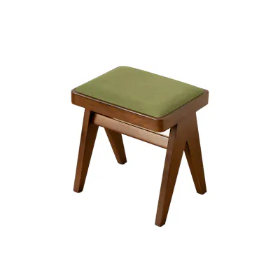 Cody Rattan Stool - Green (Velvet)